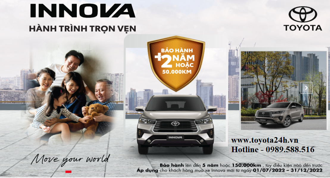 Toyota Việt Nam khuyến mại cho khách hàng mua xe tháng 7/2022 với Innova bảo hành 5 năm